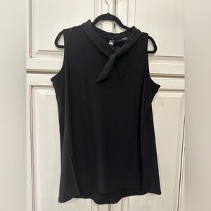 dennis basso Black Sleeveless‎ Tie-Neck Top